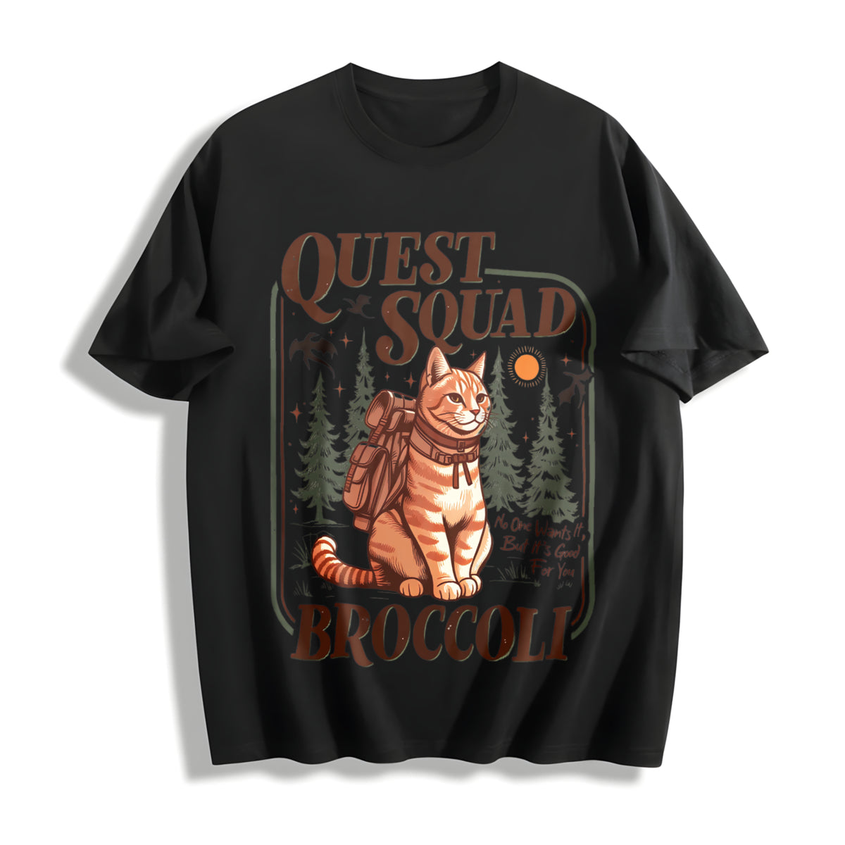 Onyx Storm Quest Squad Broccoli Cotton T-Shirt in Black