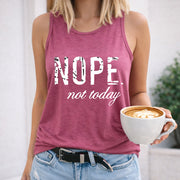 Nope Not Today Women's Color Cotton Tank Top in Red