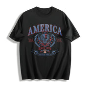 America Patriotic Eagle Cotton T-Shirt in Black