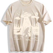 Bigfoot Ufo Retro 90s Vintage Washed T-Shirt in Beige
