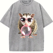 Bubblegum Opossum Vintage Washed T-Shirt in Gray