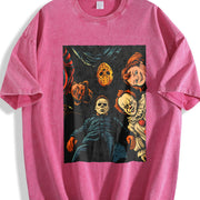 Retro Halloween Characters Vintage Washed T-Shirt in Red
