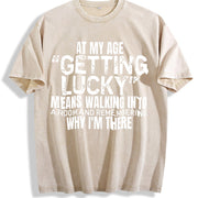 Sports Short-Sleeved and Stylish Letter vintage washed oversized T-shirt in Beige