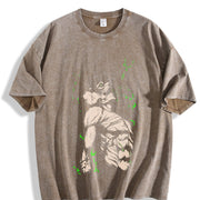 Eren Yeager - Attack on Titan Anime Soft Anime vintage washed oversized T-shirt in Brown