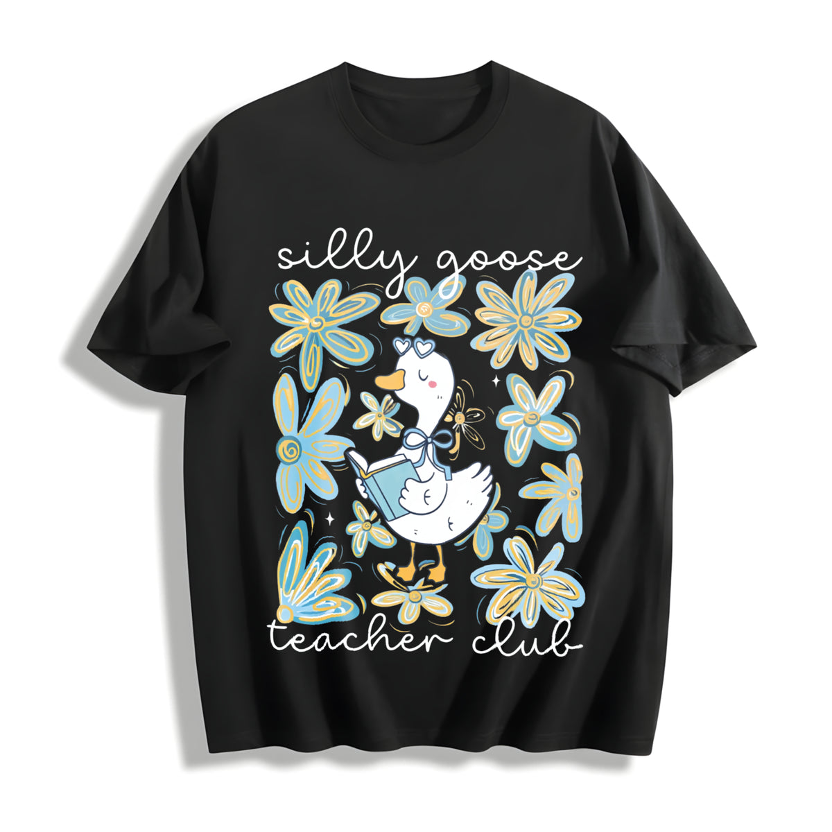 Silly Goose Teacher Club Cotton T-Shirt in Black
