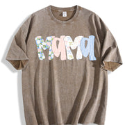 Floral Preppy Mama Mom Vintage Washed T-Shirt in Brown