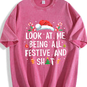 At Me Being All Festive and Shit Christmas Vintage Washed T-Shirt in Red