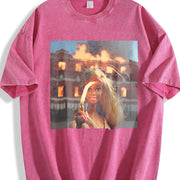 Glam Doll Outside a Burning House Vintage Washed T-Shirt in Red