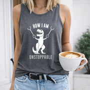 How I Am Unstoppable Dinosaur Women's Color Cotton Tank Top in Gray