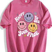 Teacher Happy to See Your Face Vintage Washed T-Shirt in Red