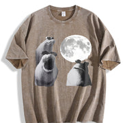 Viral Moon Frog Meme Vintage Washed T-Shirt in Brown
