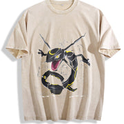 Rayquaza Anime Manga anime lover outfits vintage washed oversized T-shirt in Beige