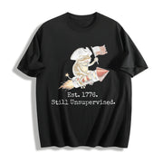 Retro American 250th Anniversary Frog Retro USA Cotton T-Shirt in Black