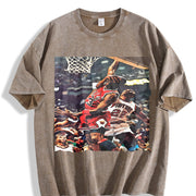MJ Hard Foul 80's 90's Dunk Bad Boy Detroit vintage washed oversized T-shirt in Brown
