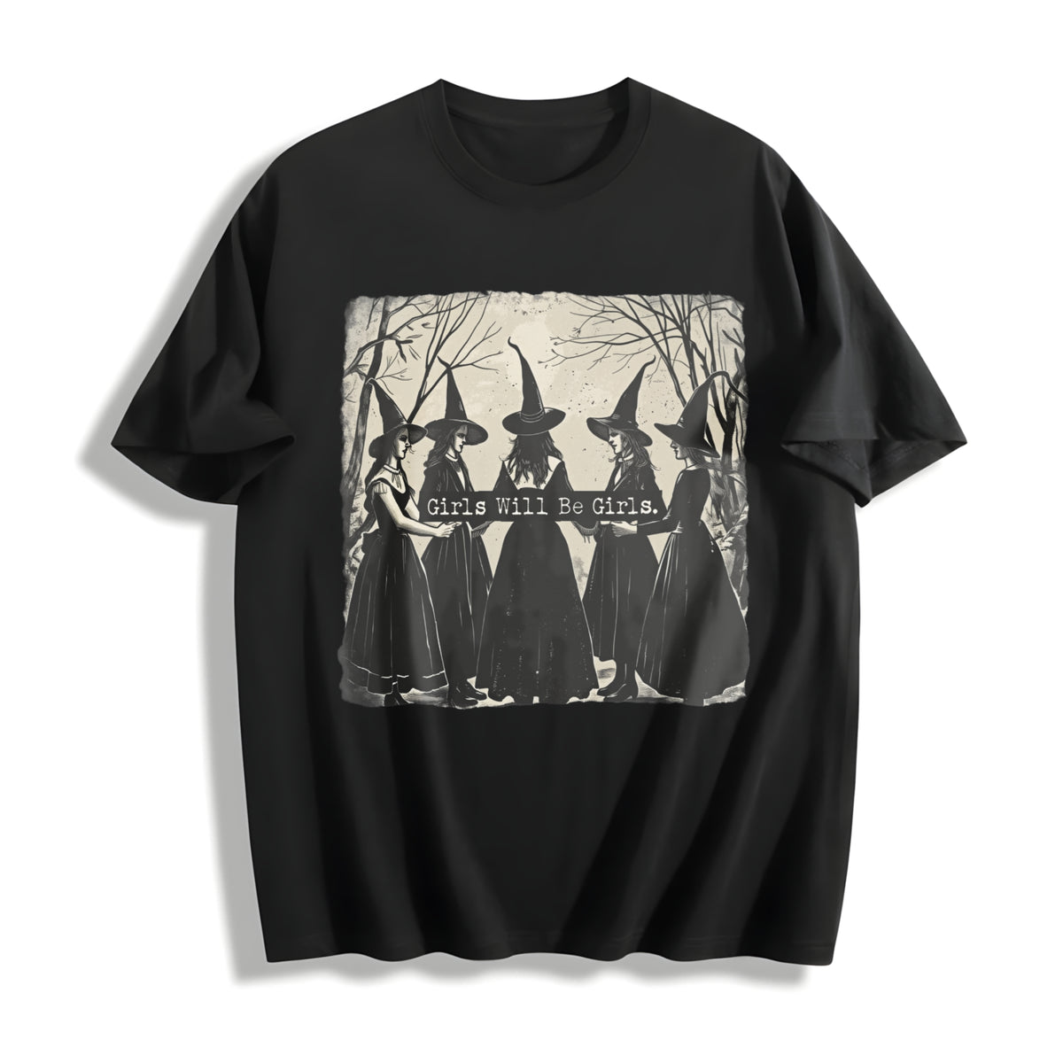 The Girls Will Be Girls Witch Cotton T-Shirt in Black