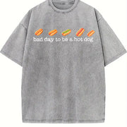 Bad Day to Be a Hot Dog Vintage Washed T-Shirt in Gray