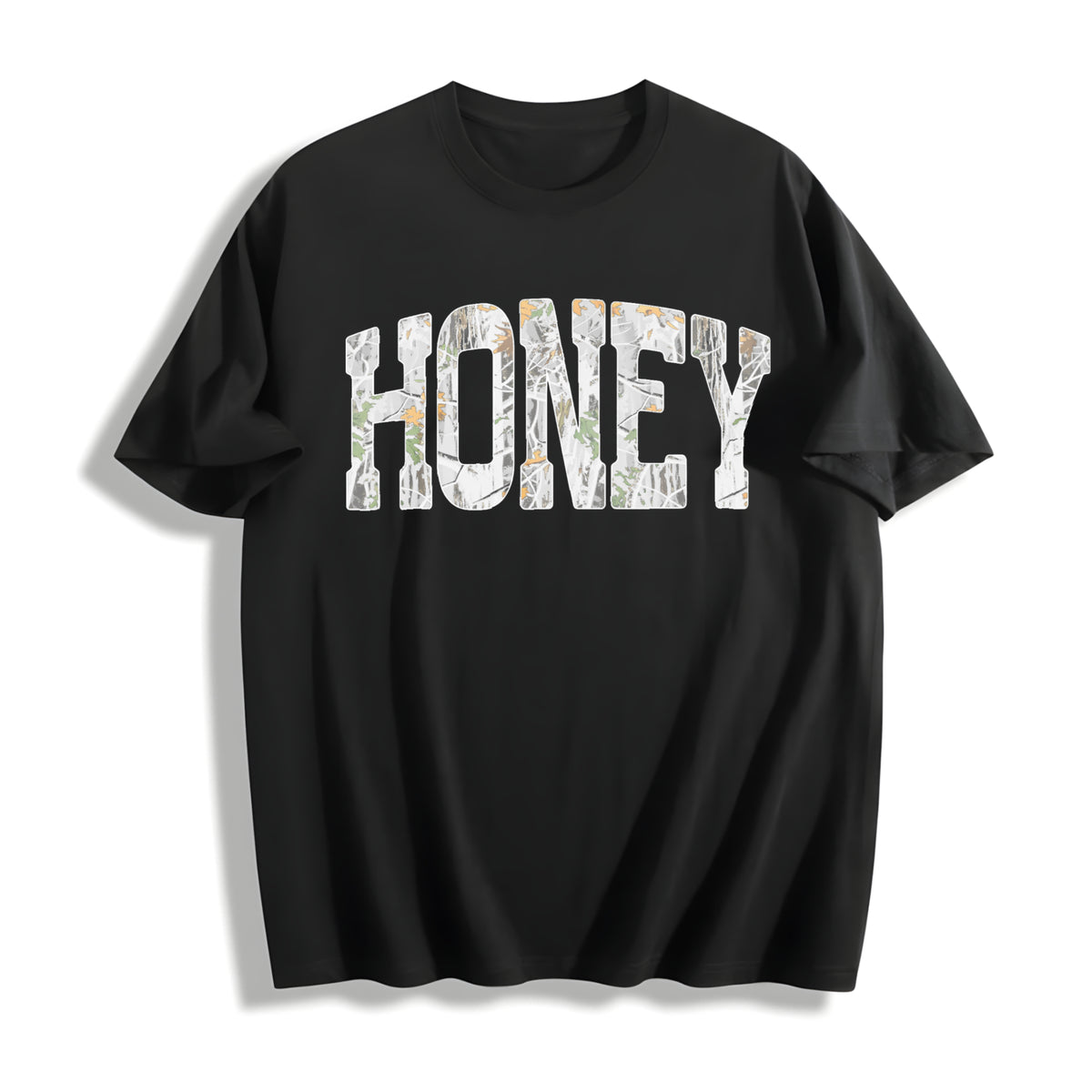 Retro Camo Western Cotton T-Shirt in Black