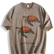 Sea Turtles Go with the Flow Vintage Washed T-Shirt in Brown