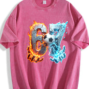 67 Fire and Ice Soccer Vintage Washed T-Shirt in Red
