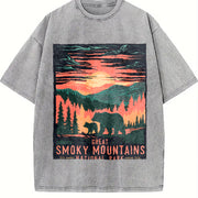 A Short-sleeved for a Bear Vintage Washed T-Shirt in Gray
