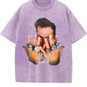 Tom 7 Rings Greatest Of All Time Football Soft vintage washed oversized T-shirt in Purple
