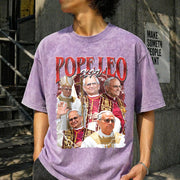 Pope Leo XIV First American Pope Vintage Washed T-Shirt in Purple