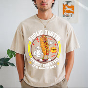 Public Tooter Inappropriate Embarrassing Adult Humor Vintage Washed T-Shirt in Beige