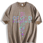Christian Faith I Am a Child of God vintage washed oversized T-shirt in Brown