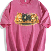 Cute Kitten Cat Lover Vintage Washed T-Shirt in Red