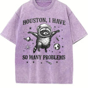 Houston I Have So Many Problems Vintage Washed T-Shirt in Purple