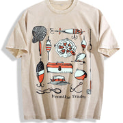 Fishing Lures Trade Vintage Washed T-Shirt in Beige