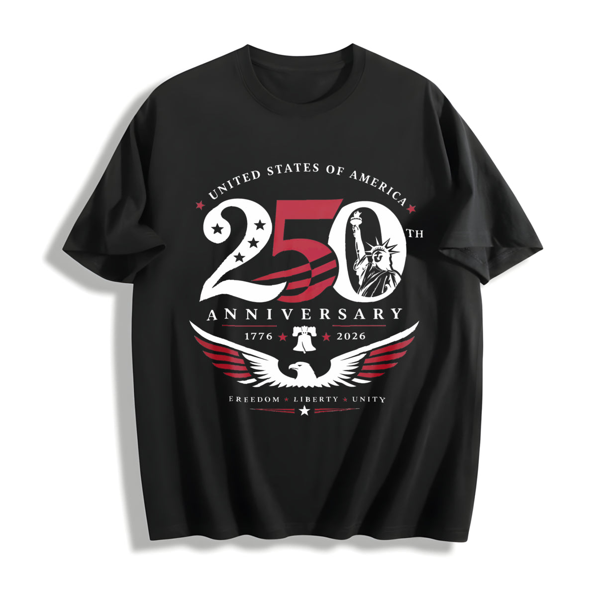USA 250th Anniversary Shirtdesign Svg Png Cotton T-Shirt in Black