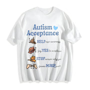Autism Aware Autism Acceptance Cotton T-Shirt in White