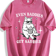 Even Baddies Get Saddies Vintage Washed T-Shirt in Red