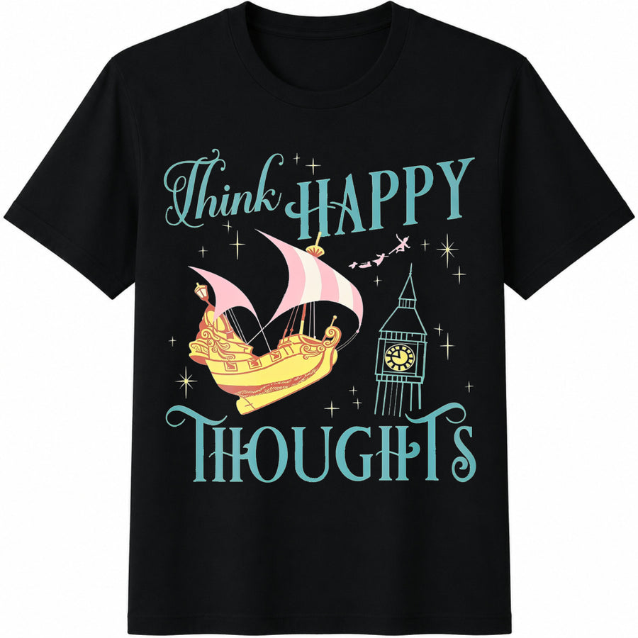 Peter Pan Think Happy Thoughts Cotton T-Shirt in Black