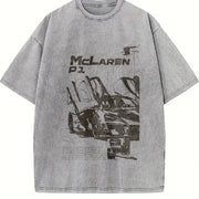 P1 Supercar 90s Vintage Washed T-Shirt in Gray