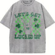 Let's Get Lucked Up Vintage Washed T-Shirt in Gray