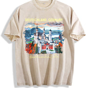 Germany Neuschwanstein Castle Youth Vintage Washed T-Shirt in Beige