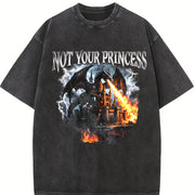 Not Your Princess Dragon 90s Vintage Washed T-Shirt in Black