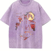 Medieval Dark Fantasy Castle Vintage Washed T-Shirt in Purple