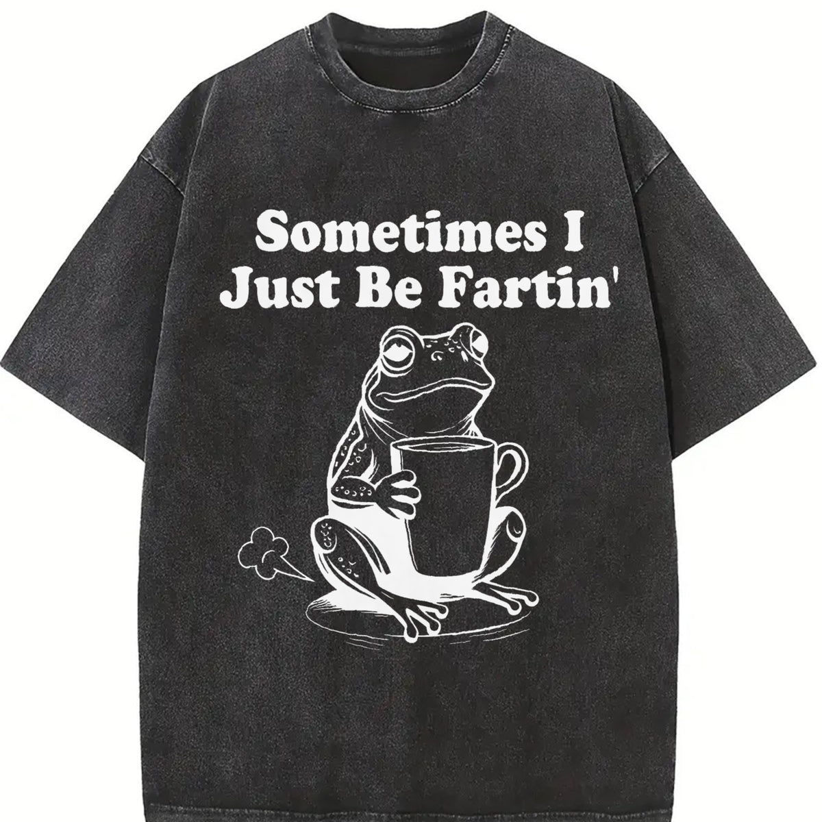 Sometimes I Just Be Fartin' Frog vintage washed oversized T-shirt in Black