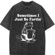 Sometimes I Just Be Fartin' Frog vintage washed oversized T-shirt in Black