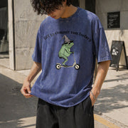 Off to Commit Tom Foolery Frog Vintage Washed T-Shirt in Blue