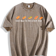 Bad Day to Be a Hot Dog Vintage Washed T-Shirt in Brown