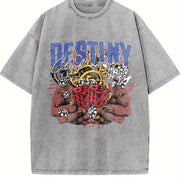 Destiny Club Casino Dice White Vintage Washed T-Shirt in Gray