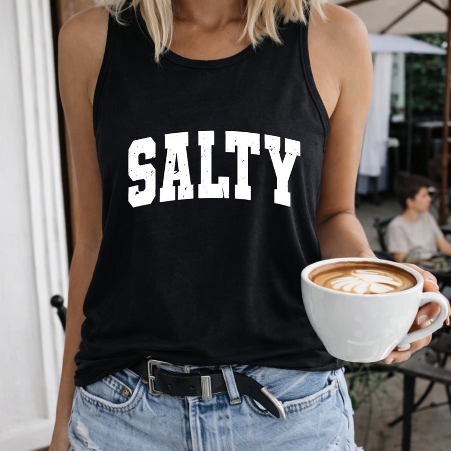 Salty Women's Color Cotton Tank Top in Black