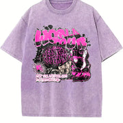 Magnolia Clothing Pink Graphic Vintage Washed T-Shirt in Purple