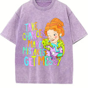 Take Chances Make Mistakes Get Messy Vintage Washed T-Shirt in Purple