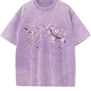 Cherry Blossom ® Retro Sakura Vintage Washed T-Shirt in Purple