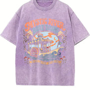 Mystic River Boat Tours Psychedelic Vintage Washed T-Shirt in Purple